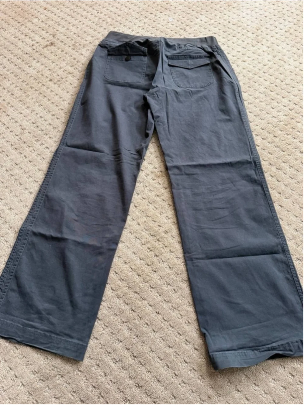 Flamingals Straight Leg Pants Drawstring Waist Mid Rise Casual Solid Seam M